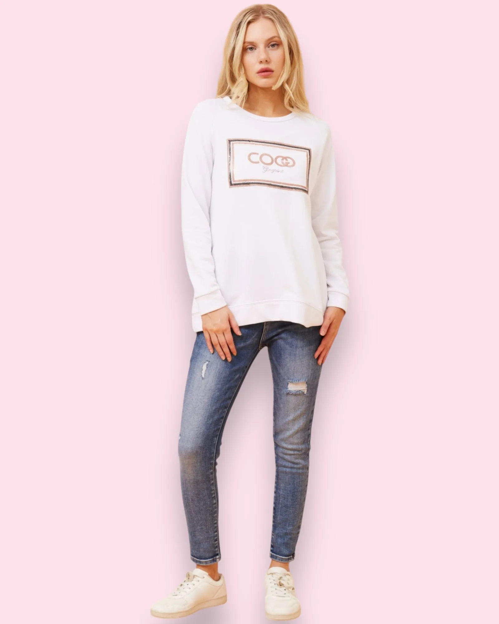 Coco Long Sleeve Tee - White