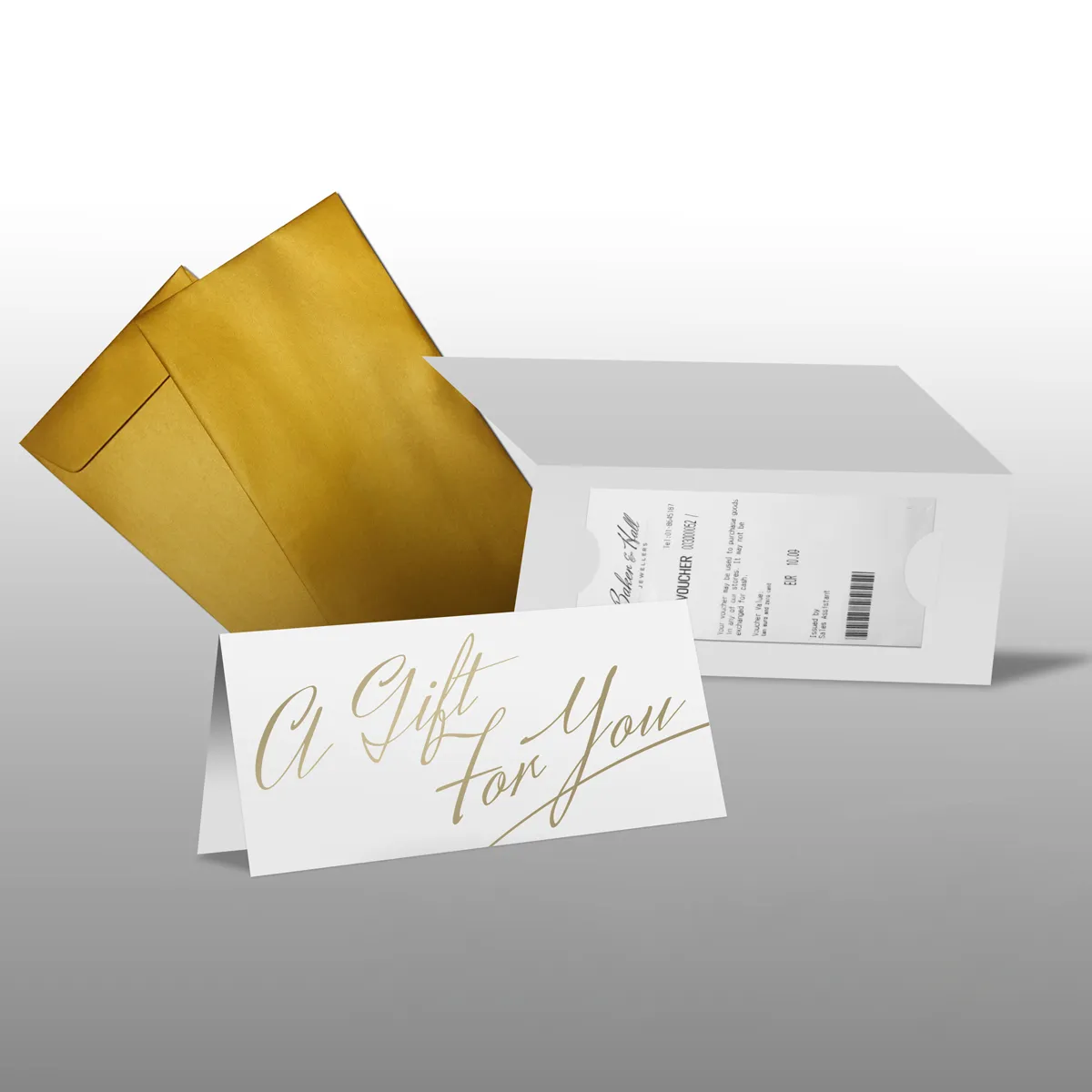 Gift Voucher Card and Envelope - Gold (Pack of 25)