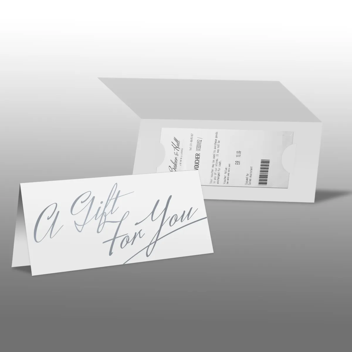 Gift Voucher Card and Envelope - Silver (Pack of 25)