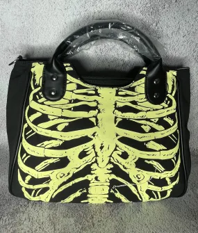 Glow in the Dark Black Canvas Rib Cage Bag
