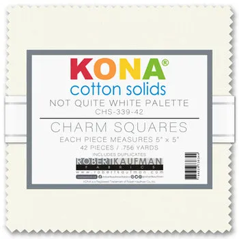 Kona Cotton Solids Not Quite White Palette Charm Pack