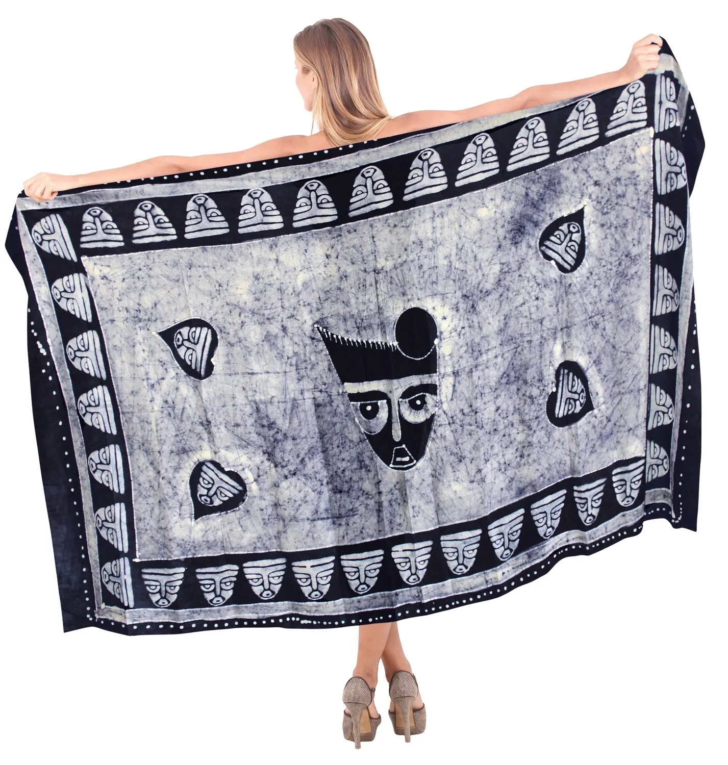 La Leela Rayon Batik Face Mask Bikini  Beach Wrap Sarong