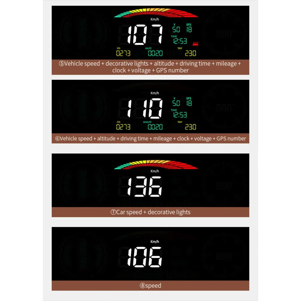 P18 Car  Hud  Head-Up  Display Portable Off-road Level Slope