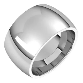 Palladium Domed Comfort Fit Wedding Band, 12 mm Wide