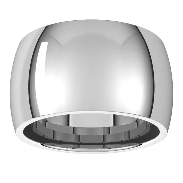 Palladium Domed Comfort Fit Wedding Band, 12 mm Wide