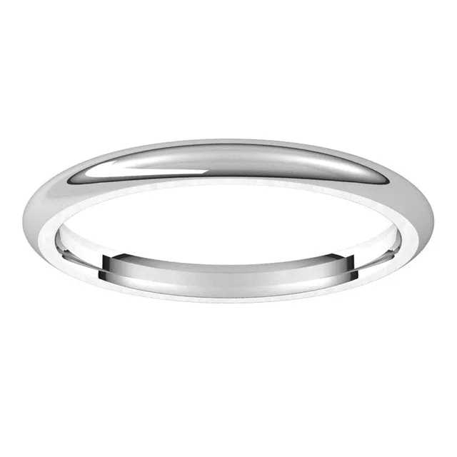 Palladium Domed Comfort Fit Wedding Band, 2 mm Wide