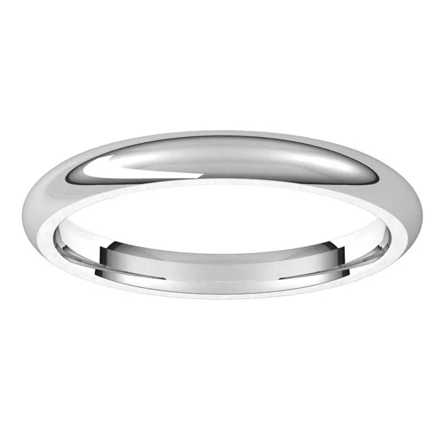 Palladium Domed Comfort Fit Wedding Band, 2.5 mm Wide