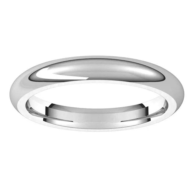Palladium Domed Comfort Fit Wedding Band, 3 mm Wide