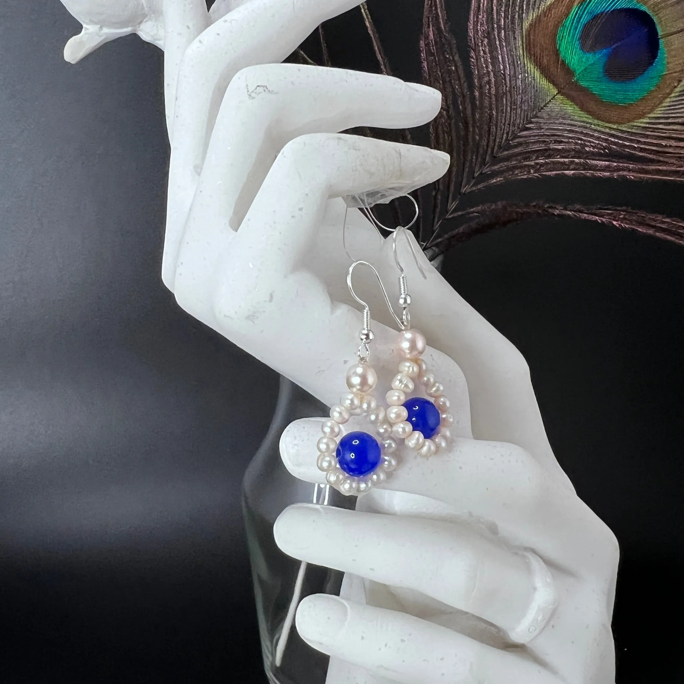 Pearl and Sapphire Earrings