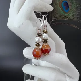 Pearl and Sardonyx Earrings