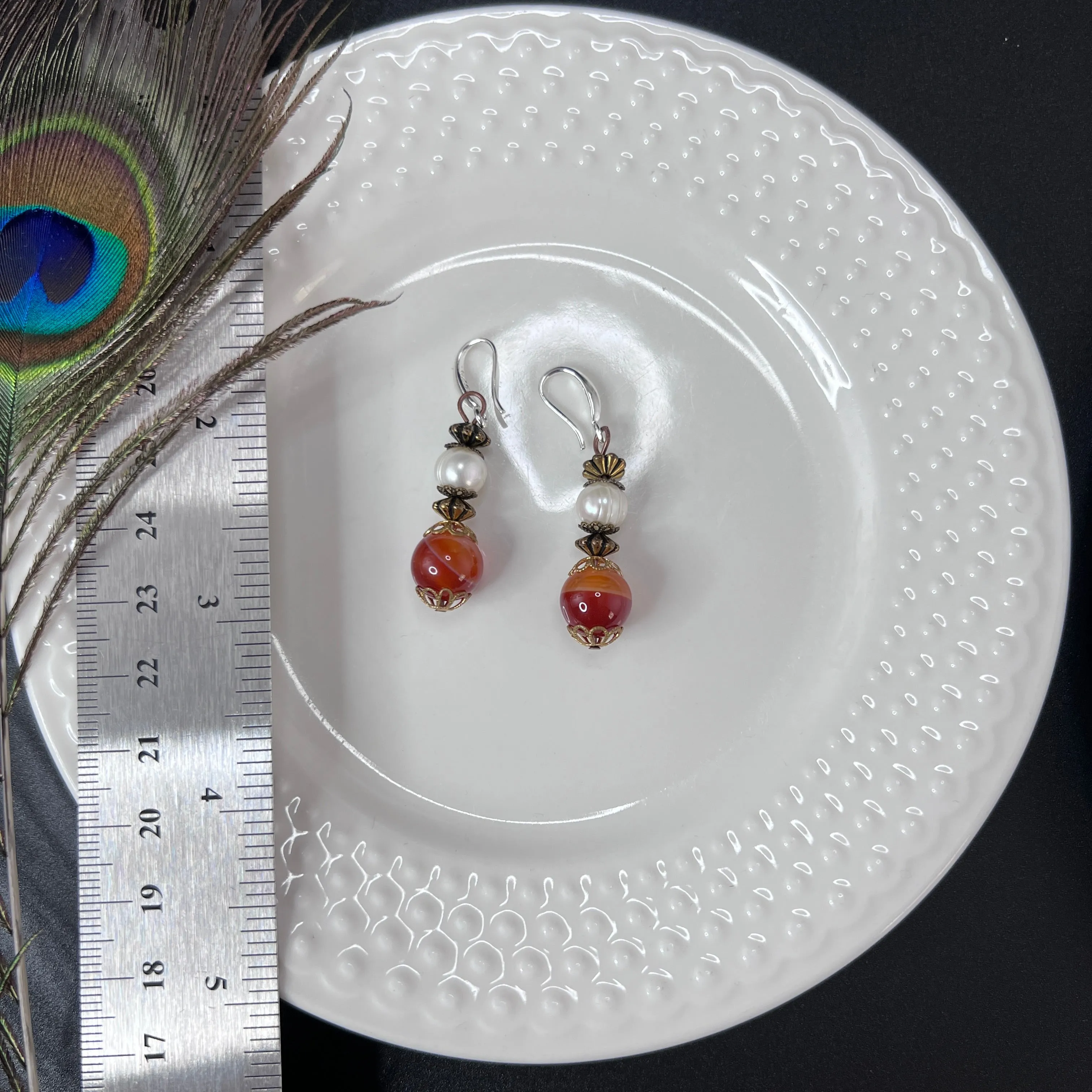 Pearl and Sardonyx Earrings