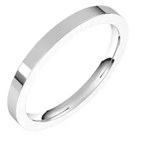 Platinum Flat Comfort Fit Wedding Band, 2 mm Wide