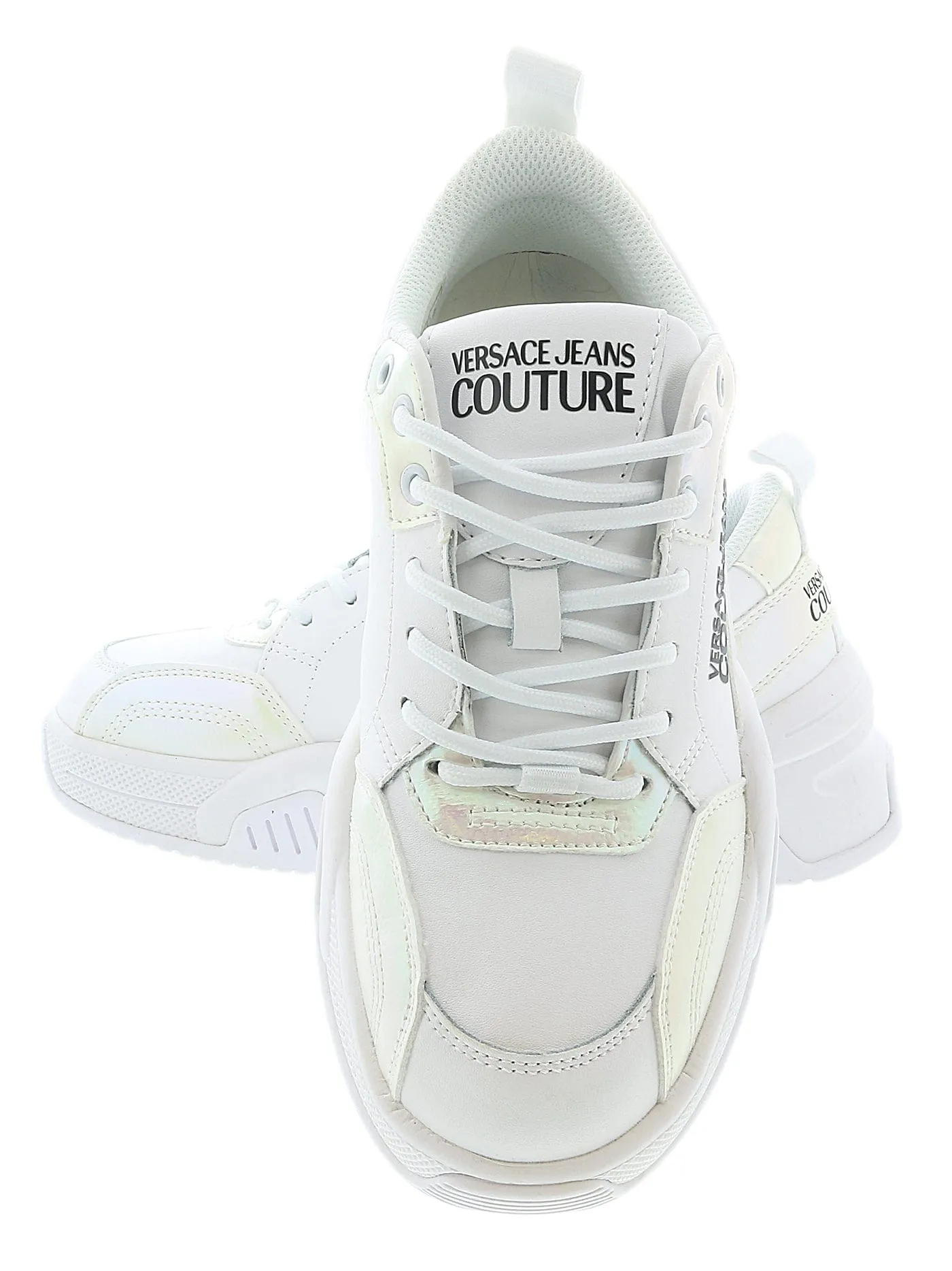 Versace Jeans Couture White Fashion Lace Up Sneakers-