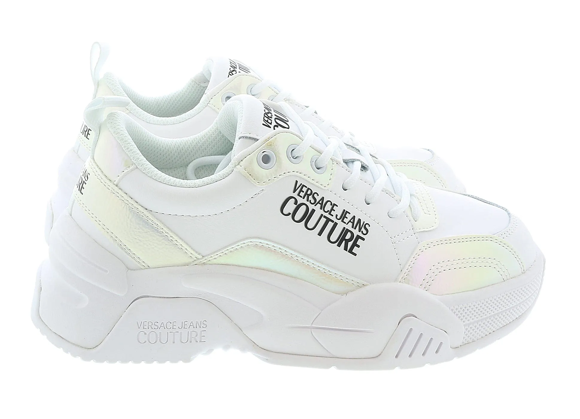 Versace Jeans Couture White Fashion Lace Up Sneakers-