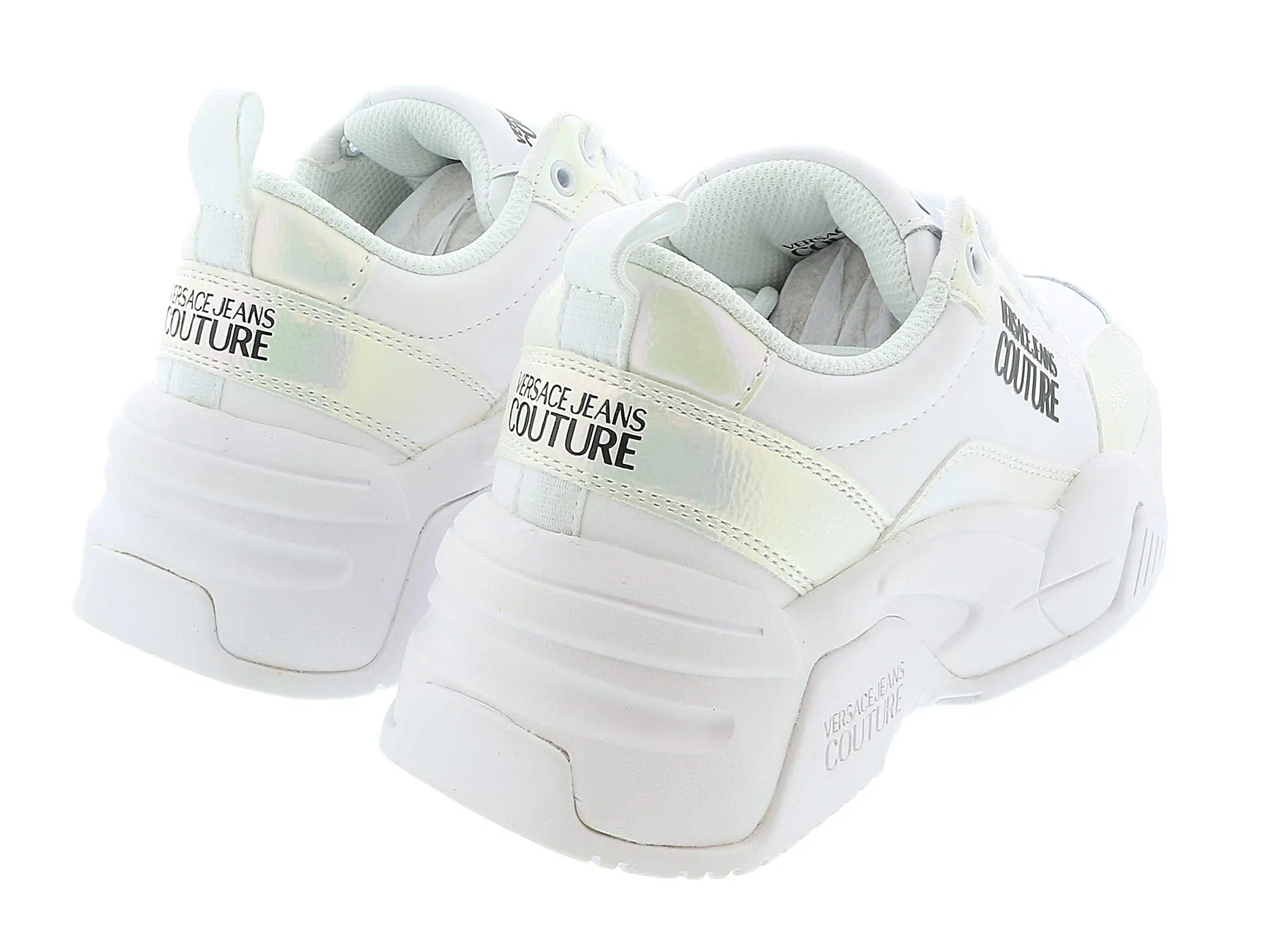 Versace Jeans Couture White Fashion Lace Up Sneakers-