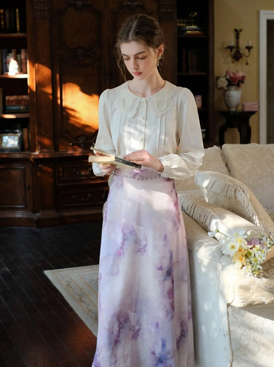White Blouse Retro Moonlight
