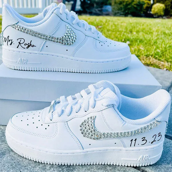 White Silver Crystal Custom Air Force 1